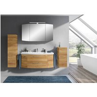Saphir Badmöbel-Set "Cassca Sprint 4-teilig Mineralmarmor-Waschtisch mit LED-Spiegelschrank", (5 St.), Midischrank, Unterschrank, inkl. Türdämpfer, 7 Türen, 5 Schubladen von Saphir