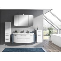 Saphir Badmöbel-Set "Cassca Sprint 4-teilig Mineralmarmor-Waschtisch mit LED-Spiegelschrank", (5 St.), Midischrank, Unterschrank, inkl. Türdämpfer, 7 Türen, 5 Schubladen von Saphir