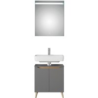 Saphir Badmöbel-Set "Quickset 2-teilig, Waschbeckenunterschrank mit LED-Spiegel", (2 St.), Waschplatz 60 cm breit, inkl. Türdämpfer, 2 Türen, Bad-Set von Saphir