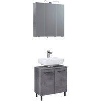 Saphir Badmöbel-Set "Quickset 945 2-teilig, Waschbeckenunterschrank mit LED-Spiegelschrank", (2 St.), Waschplatz 65 cm breit, 5 Türen, 6 Einlegeböden, inkl. Türdämpfer von Saphir