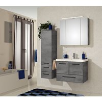 Saphir Badmöbel-Set "Quickset 945 3-teilig, Mineralmarmor-Waschtisch mit LED-Spiegelschrank", (4 St.), Midischrank, 6 Türen, 3 Schubladen, 8 Einlegeböden, inkl. Türdämpfer von Saphir