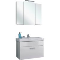 Saphir Badmöbel-Set "Quickset 2-teilig, Keramikwaschtisch mit LED-Spiegelschrank, Bad-Set", (2 St.), Waschplatz 83 cm breit, 3 Türen, 1 Schublade, inkl. Türdämpfer von Saphir