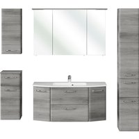 Saphir Badmöbel-Set "Quickset 5-teilig, Mineralmarmor-Waschtisch und LED-Spiegelschrank", (6 St.), Hochschrank, Unterschrank, Hängeschrank, inkl. Türdämpfer von Saphir