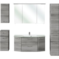 Saphir Badmöbel-Set "Quickset 5-teilig, Glaswaschtisch und LED-Spiegelschrank", (6 St.), Hochschrank, Unterschrank, Hängeschrank, inkl. Türdämpfer von Saphir