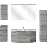 Saphir Badmöbel-Set "Quickset 5-teilig, Mineralmarmor-Waschtisch und LED-Spiegelschrank", (6 St.), Midischrank, Unterschrank, Hängeschrank, inkl. Türdämpfer von Saphir