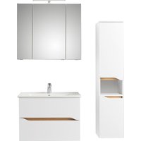 Saphir Badmöbel-Set "Quickset 3-teilig, Keramikwaschtisch mit LED-Spiegelschrank", (4 St.) von Saphir