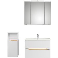 Saphir Badmöbel-Set "Quickset 3-teilig, Keramik-Waschtisch und LED-Spiegelschrank", (5 St.), Unterschrank, inkl. Türdämpfer, 4 Türen, 1 offenes Fach, Bad-Set von Saphir