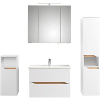 Saphir Badmöbel-Set "Quickset 4-teilig, Keramik-Waschtisch und LED-Spiegelschrank", (5 St.), Midischrank, Unterschrank, inkl. Türdämpfer, 6 Türen, 2 Schubladen von Saphir