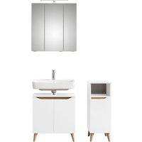 Saphir Badmöbel-Set "Quickset 3-teilig, Waschbeckenunterschrank mit LED-Spiegelschrank", (7 St.), Unterschrank, inkl. Türdämpfer, 6 Türen, 1 offenes Fach, Bad-Set von Saphir