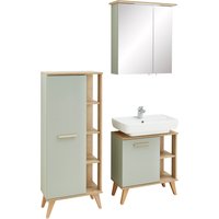 Saphir Badmöbel-Set "Quickset 3-teilig, Waschbeckenunterschrank mit LED-Spiegelschrank", (3 St.), Midischrank, inkl. Türdämpfer, 4 Türen, 5 Einlegeböden, Bad-Set von Saphir