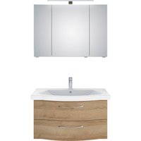 Saphir Badmöbel-Set "6005 Sprint 2-teilig, Keramik-Waschtisch mit LED-Spiegelschrank", (2 St.), Waschplatz 98 cm breit, inkl. Türdämpfer, 3 Türen, 2 Schubladen von Saphir