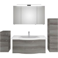 Saphir Badmöbel-Set "6005 Sprint 4-teilig, Keramik-Waschtisch mit LED-Spiegelschrank", (5 St.), Unterschrank, Midischrank, inkl. Türdämpfer, 5 Türen, 5 Schubladen von Saphir