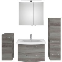 Saphir Badmöbel-Set "6005 Sprint 4-teilig, Keramik-Waschtisch mit LED-Spiegelschrank", (5 St.), Unterschrank, Midischrank, inkl. Türdämpfer, 4 Türen, 5 Schubladen von Saphir