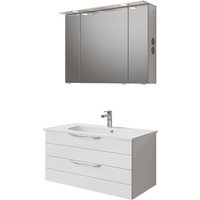 Saphir Badmöbel-Set "Serie 6025 2-teilig Mineralmarmor-Waschtisch mit LED-Spiegelschrank", (2 St.) von Saphir