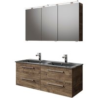 Saphir Badmöbel-Set "Serie 6025 2-teilig Mineralmarmor-Waschtisch mit LED-Spiegelschrank", (2 St.) von Saphir