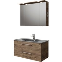 Saphir Badmöbel-Set "Serie 6025 2-teilig Mineralmarmor-Waschtisch mit LED-Spiegelschrank", (2 St.) von Saphir