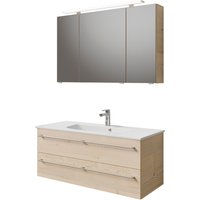 Saphir Badmöbel-Set "Serie 6025 2-teilig Mineralmarmor-Waschtisch mit LED-Spiegelschrank", (2 St.) von Saphir