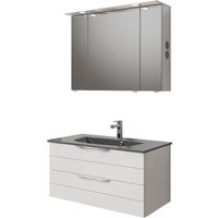 Saphir Badmöbel-Set "Serie 6025 2-teilig Mineralmarmor-Waschtisch mit LED-Spiegelschrank", (2 St.) von Saphir