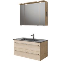 Saphir Badmöbel-Set "Serie 6025 2-teilig Mineralmarmor-Waschtisch mit LED-Spiegelschrank", (2 St.) von Saphir