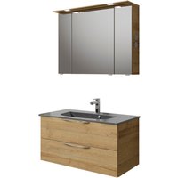 Saphir Badmöbel-Set "Serie 6025 2-teilig Mineralmarmor-Waschtisch mit LED-Spiegelschrank", (2 St.) von Saphir