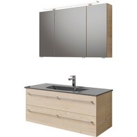 Saphir Badmöbel-Set "Serie 6025 2-teilig Mineralmarmor-Waschtisch mit LED-Spiegelschrank", (2 St.) von Saphir