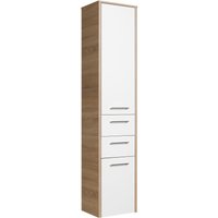 Saphir Hochschrank "Quickset 382 Badschrank 40 cm breit, 2 Türen, 2 Schubladen", Badezimmer-Hochschrank, Weiß Hochglanz, Griffe in Chrom glänzend von Saphir