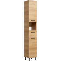 Saphir Hochschrank "Quickset 919 Badschrank, 30 cm breit, 2 Türen, Nische, 1 Schublade", Badezimmer-Hochschrank inkl. Türdämpfer, Griffe in Grau von Saphir