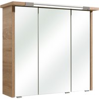 Saphir Spiegelschrank "Quickset 382 Badschrank, 3 Spiegeltüren, 6 Einlegeböden, 75 cm breit", inkl. LED-Beleuchtung, Türdämpfer, Schalter-/Steckdosenkombination von Saphir