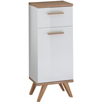 Saphir Unterschrank "Quickset 923 Badschrank mit 1 Schublade, 1 Tür, 35,5 cm, Weiß Glanz", Badezimmer-Unterschrank inkl. Türdämpfer, mit Holzgriffen von Saphir