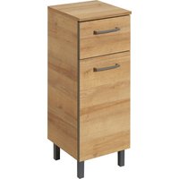 Saphir Unterschrank "Quickset 919 Badschrank mit 1 Tür, 1 Schublade, 30 cm breit", Badezimmermöbel, Riviera Eiche quer Nachbildung, Griffe in Grau von Saphir