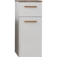 Saphir Unterschrank "Quickset 931 Badschrank in Weiß Glanz, 1 Tür, 1 Schublade, 30 cm breit", Badezimmer-Unterschrank inkl. Türdämpfer, Holzgriff Eiche von Saphir
