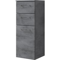 Saphir Unterschrank "Quickset 945 Badschrank mit 1 Tür, 2 Schubladen, 35 cm breit" Badezimmermöbel inkl. Türdämpfer, Oxid Dunkelgrau, Griffe Chrom Glanz von Saphir