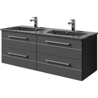 Saphir Waschtisch "Serie 6025 Mineralmarmor-Waschtisch mit Unterschrank, 132 cm breit", Doppel-Waschplatz mit 4 Schubladen, hängend, verschiedene Ausführungen von Saphir
