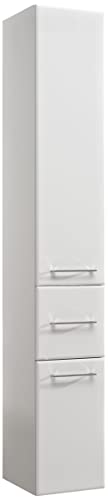 Pelipal Badezimmerschrank Quickset 376 in Weiß Hochglanz, 30 cm breit | Hochschrank mit 2 Türen, 1 Schubkasten und 3 Glas-Einlegeböden von Pelipal