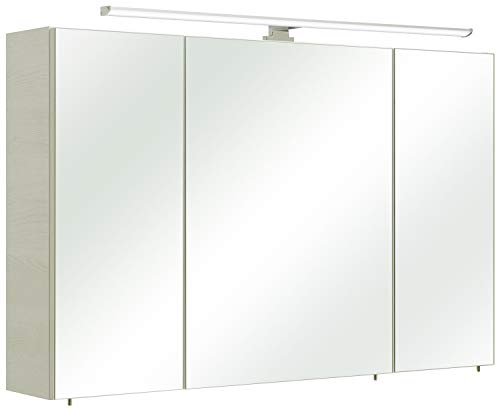 Pelipal - Amora - 110 cm - Spiegelschrank, LED Aufsatzleuchte, Eiche weiß quer NB von Pelipal