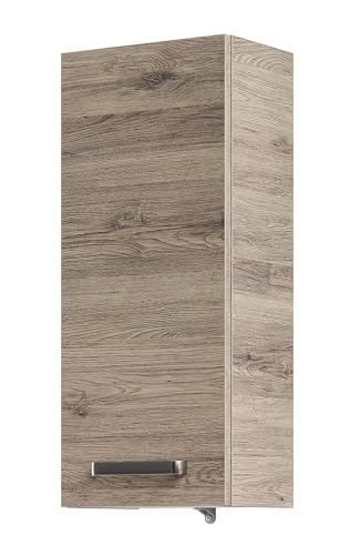Pelipal Badezimmer Hängeschrank Quickset 313 in Sanremo Eiche Terra quer Nachbildung, 30 cm breit | Bad Wandschrank mit 1 Tür und 2 Einlegeböden von Pelipal