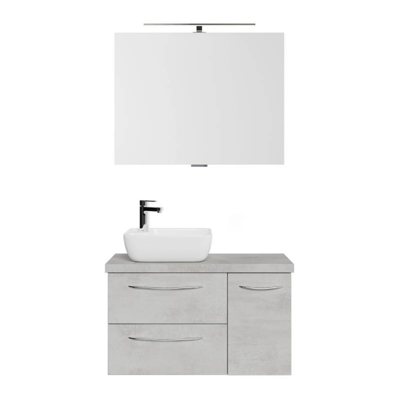 Pelipal Badmöbel-Set Serie 4035 4-tlg. Oxid Hellgrau m. Aufsatzbecken, Spiegel von Pelipal