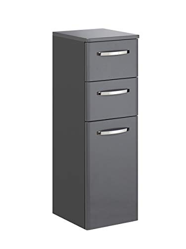 Pelipal - Velo - Highboard, 30 cm, 1-türig, 2 Schubkästen, 1 Einlegeboden - Badmöbel in Anthrazit Hochglanz/Anthrazit Dekor von Pelipal