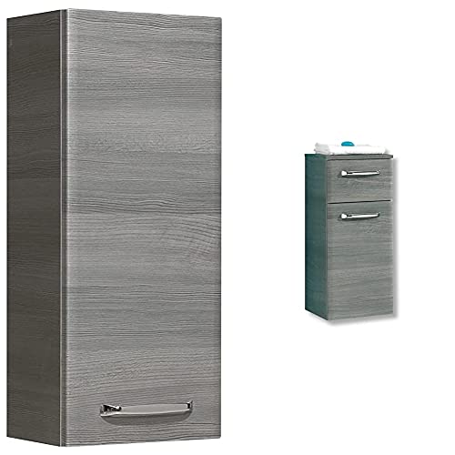 Pelipal Wandschrank, Graphit Struktur quer Nachbildung, 20x30x70 cm & Unterschrank, Graphit Struktur quer Nachbildung, 33x30x72 cm von Pelipal