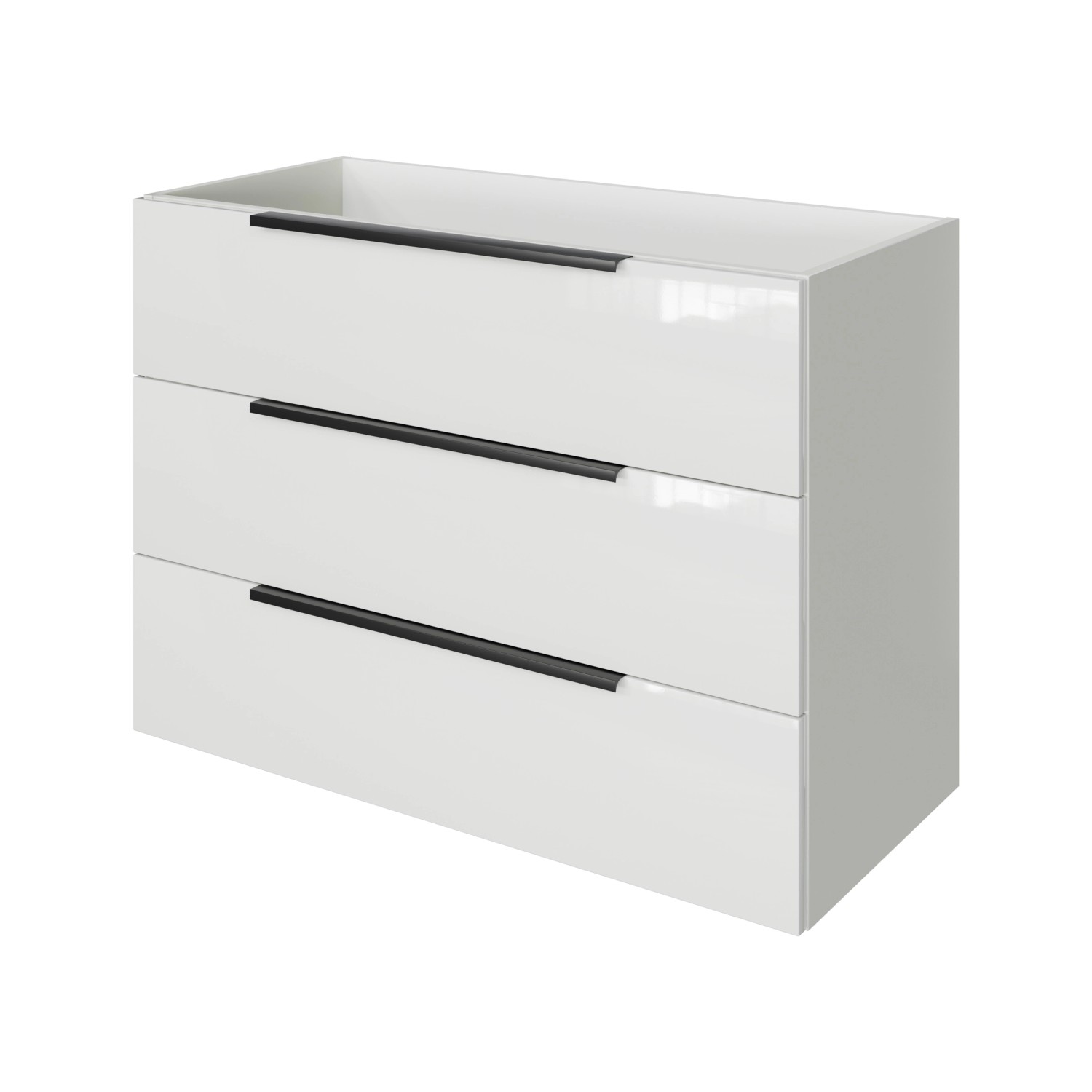 Pelipal Waschbeckenunterschrank Quantum 07 Schneeweiß Glanz 100 cm 3 Auszüge von Pelipal