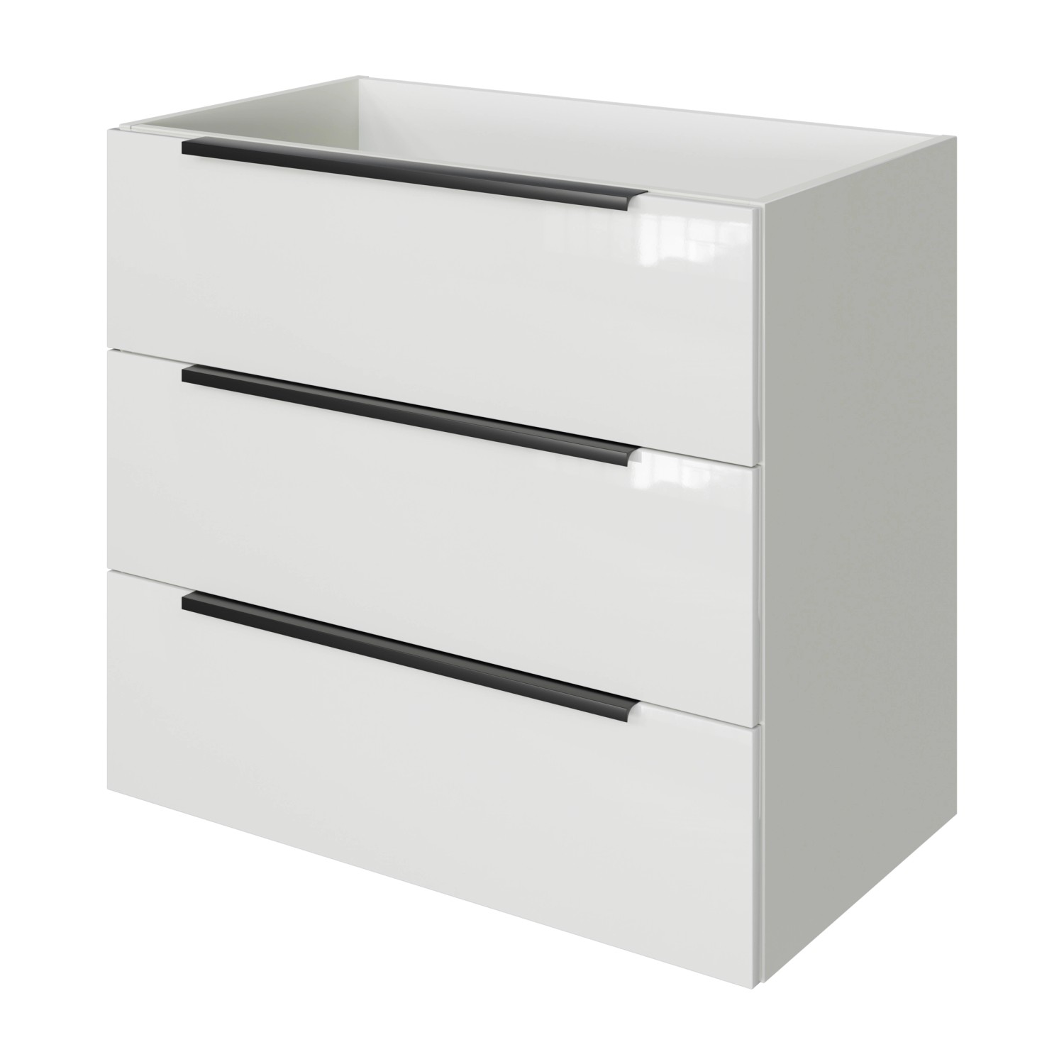 Pelipal Waschbeckenunterschrank Quantum 07 Schneeweiß Glanz 80 cm 3 Auszüge von Pelipal