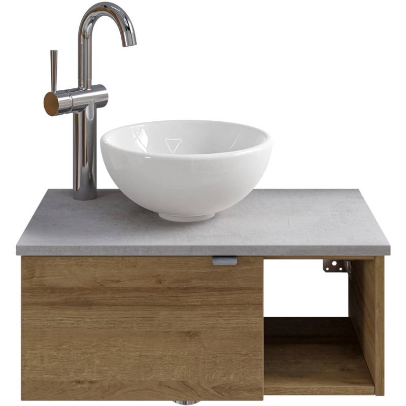 Pelipal Waschtisch-Set Serie 6915 Riviera Eiche-Oxid Hellgrau Anschlag L 61 cm von Pelipal