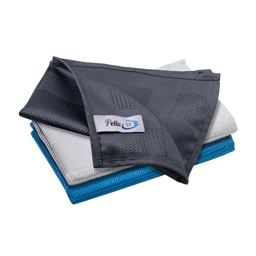 Pella Mikrofasertücher 3er Set | Großes Mikrofaser Putzlappen für Auto | Microfaser Fensterputztücher | Allzweck-Microfasertücher | Küchen Waschbare Spültücher | Reinigungstücher 40 x 60 cm von Pella