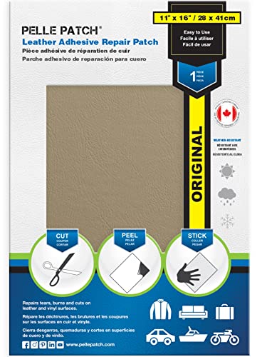 Pelle Patch - Aufkleber Leder - Selbstklebende pu Leder - In 25 Farben erhältlich - Original 28cm x 41cm - Beige von Pelle Patch