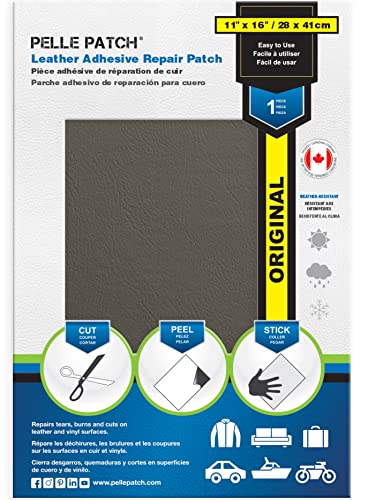 Pelle Patch - Brandloch reparaturset Auto - In 25 Farben erhältlich - Original 28cm x 41cm - Mittelgrau von Pelle Patch