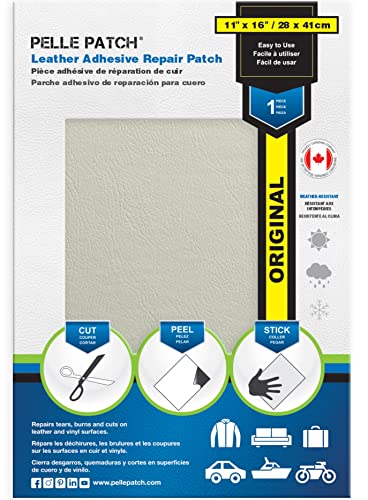 Pelle Patch - Gebrochenes Leder reparieren - In 25 Farben erhältlich - Original 28cm x 41cm - Wollweiß von Pelle Patch