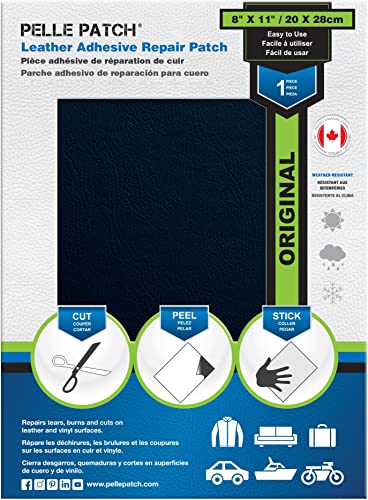 Pelle Patch - Leder Flicken klebend - In 25 Farben erhältlich - Original 20cm x 28cm - Dunkelblau von Pelle Patch