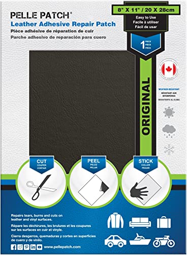 Pelle Patch - Leder Risse reparieren - In 25 Farben erhältlich - Original 20cm x 28cm - Dunkelgrau von Pelle Patch