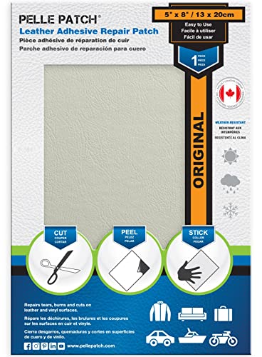 Pelle Patch - Selbstklebende Leder Reparatur - In 25 Farben erhältlich - Original 13cm x 20cm - Wollweiß von Pelle Patch