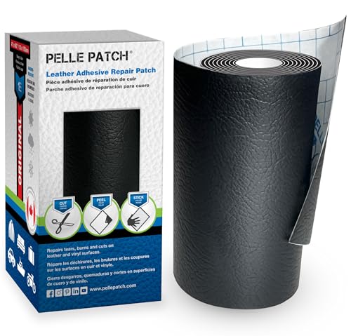 Pelle Patch - Lederreparaturset schwarz - Leder reperaturset schwarz - Leder Patch selbstklebend schwarz - In 25 Farben erhältlich - Original 10cm x 152cm - Schwarz von Pelle Patch